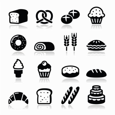 ekmek, pasta Icons set - ekmek, çörek, kek, kek