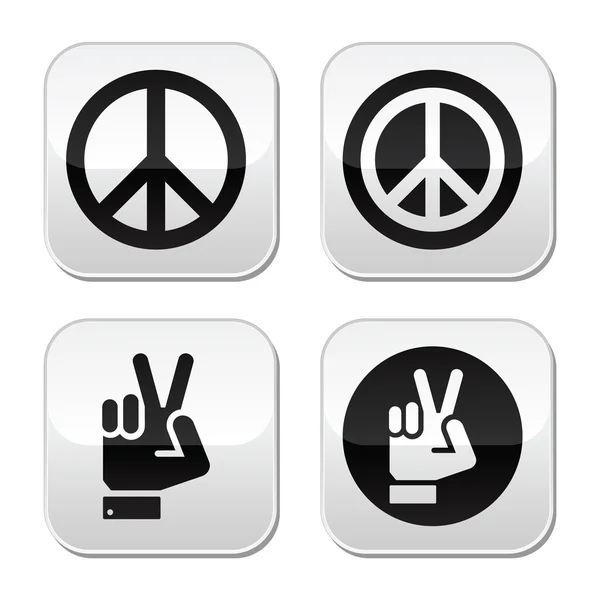 Peace, hand gesture vector buttons set — Stock Vector