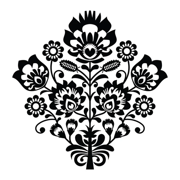 Traditional polish folk pattern in black and white — Stock Vector