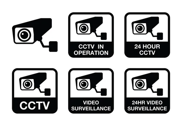 Câmera CCTV, conjunto de ícones de vigilância por vídeo — Vetor de Stock