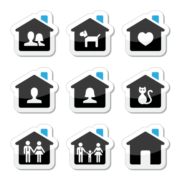 Home, family vector icons set — Stock Vector