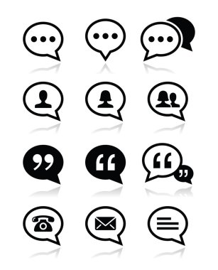 konuşma balonu, blog, iletişim vector Icons set