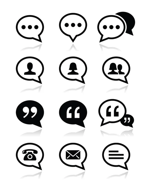 Speech bubble, blog, contact vector icons set — Stock Vector