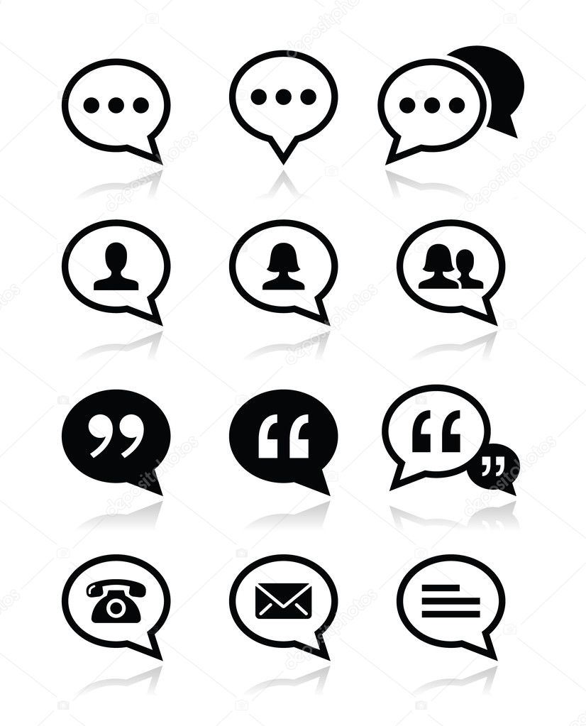 Speech bubble, blog, contact vector icons set