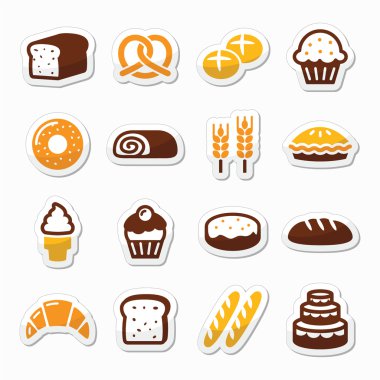 ekmek, pasta Icons set - ekmek, çörek, kek, kek