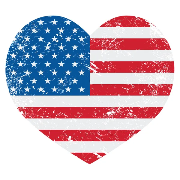 Estados Unidos en América bandera del corazón retro - vector — Archivo Imágenes Vectoriales