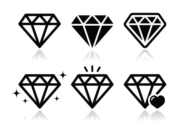 Conjunto de iconos de vector diamante — Archivo Imágenes Vectoriales