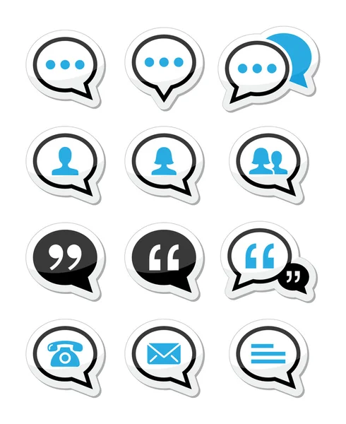 Burbuja del habla, blog, vector de contacto iconos conjunto — Vector de stock