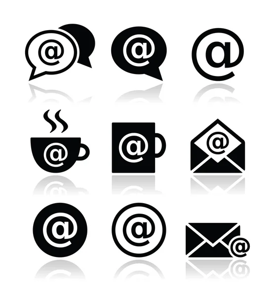 E-posta, internet kafe, wifi vector Icons set — Stok Vektör