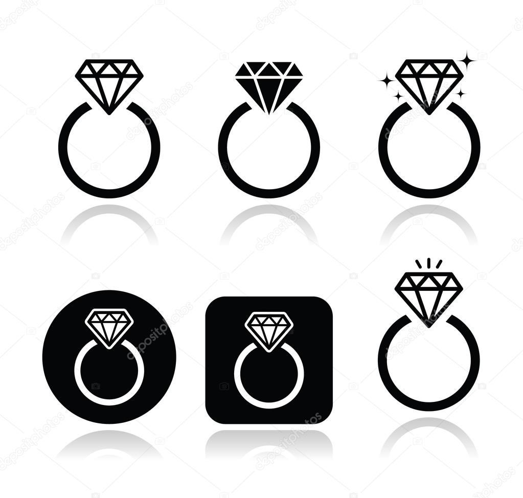 Diamond engagement ring vector icon