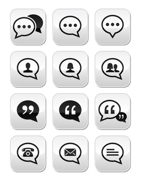 Speech bubble, blog, contact vector buttons set — Stock Vector