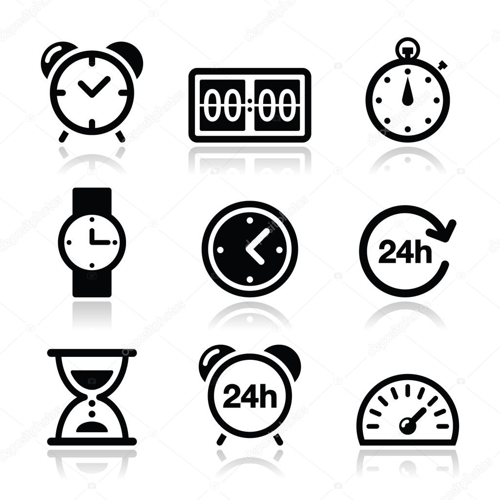 Time, clock vector icons set