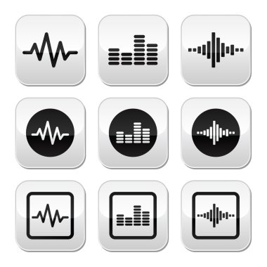 Soundwave müzik vektör düğme kümesi