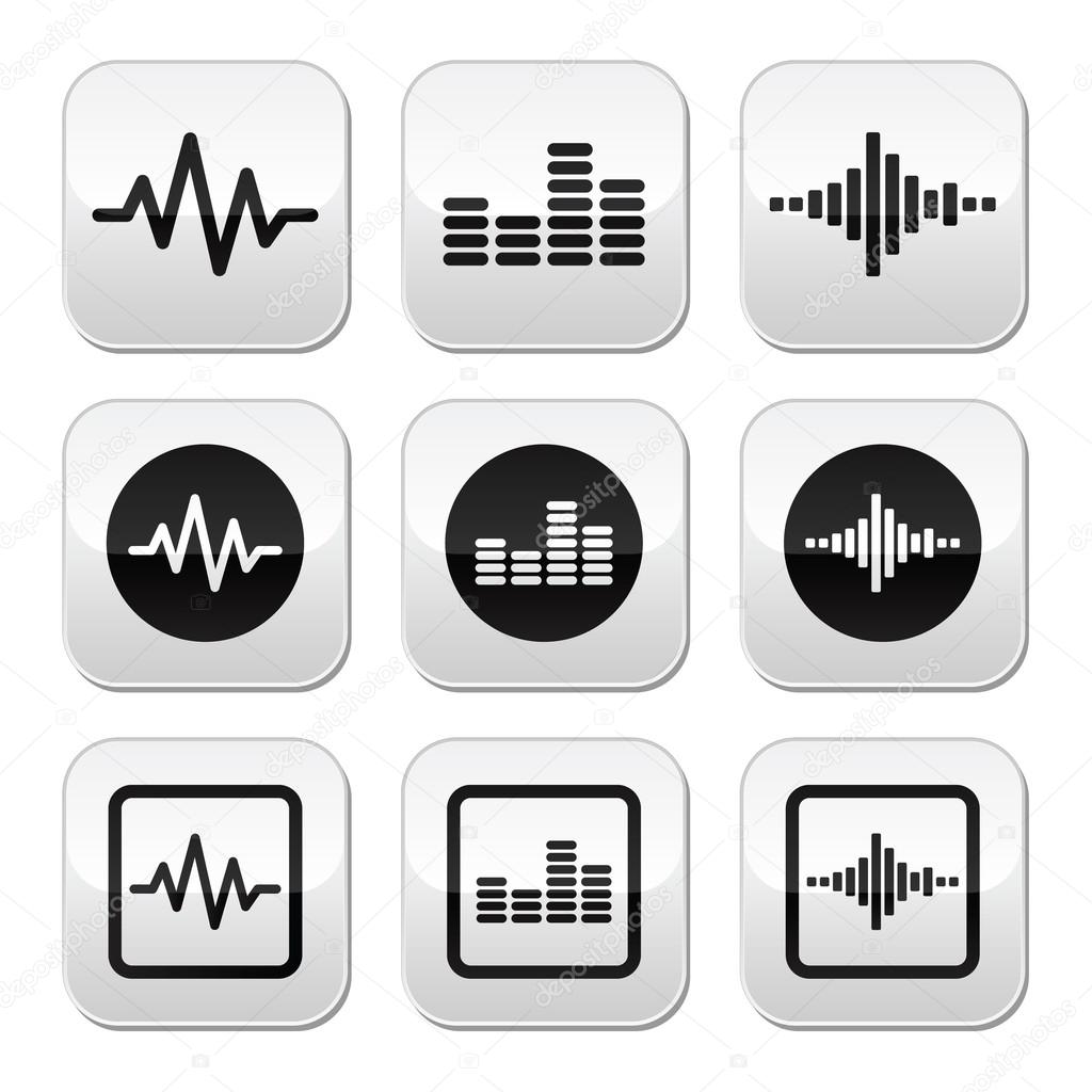Soundwave music vector buttons set