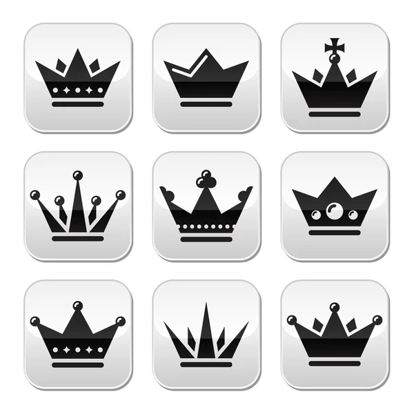 Kroon, koninklijke familie knoppen set — Stockvector