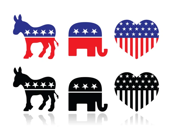 Symbole politischer Parteien in den USA: Demokraten und Republikaner — Stockvektor