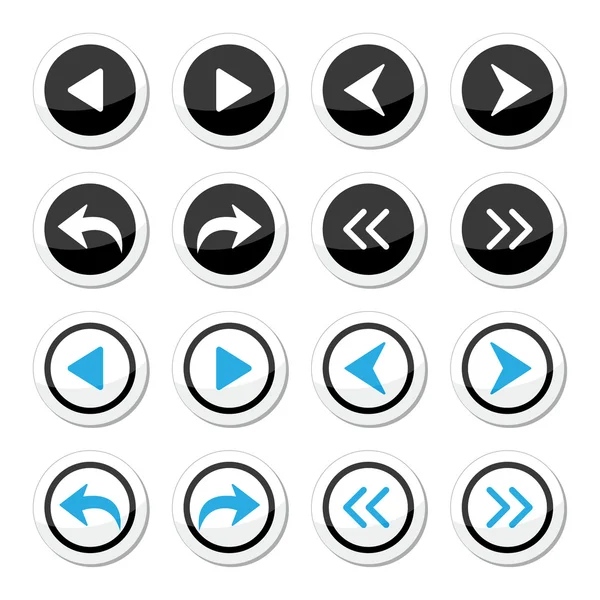 Next, previous arrows round icons set — Stock Vector