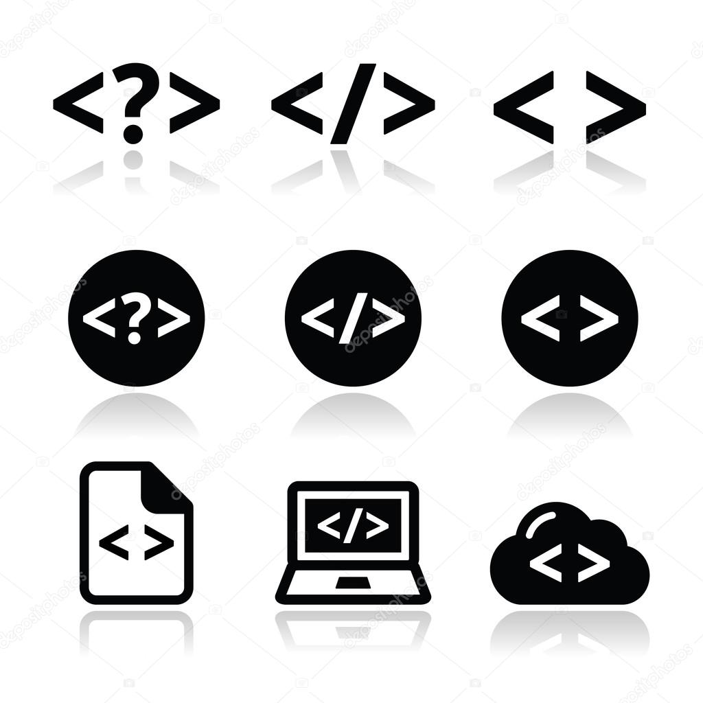 Conjunto de iconos de vectores de código de programación 2023