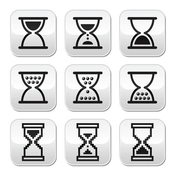 Reloj de arena, conjunto de iconos de vector de vidrio de arena — Archivo Imágenes Vectoriales