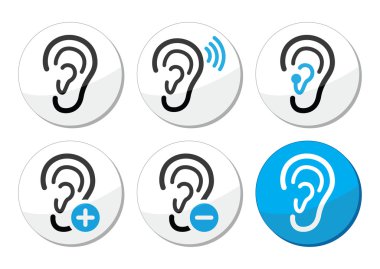 kulak işitme cihazı sağır sorun Icons set
