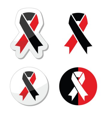 Red and black ribbons set - atheism symbol clipart