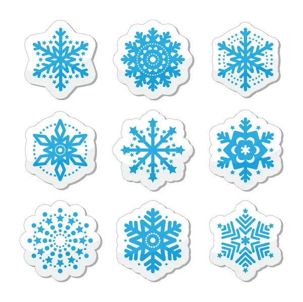 Christmas or winter Snowflakes vector icons — Stock Vector