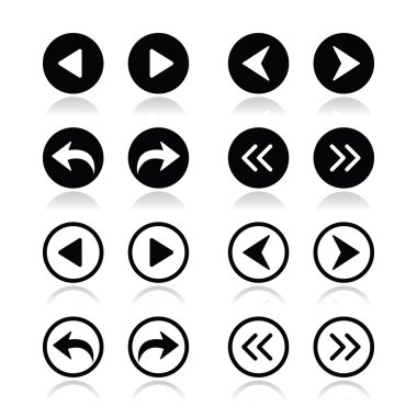 sol ve sağ oklar Icons set yuvarlak