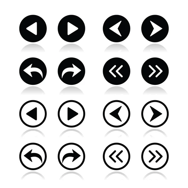 Left and right arrows round icons set — Stock Vector