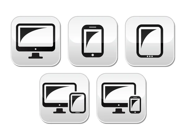 Ordenador, tableta, teléfono inteligente conjunto de botones vectoriales — Archivo Imágenes Vectoriales