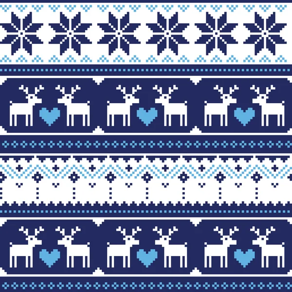 Scandynavian knitted seamless pattern with deer — Stock Vector