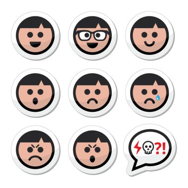 dostum, çocuk yüzleri, avatar vector Icons set