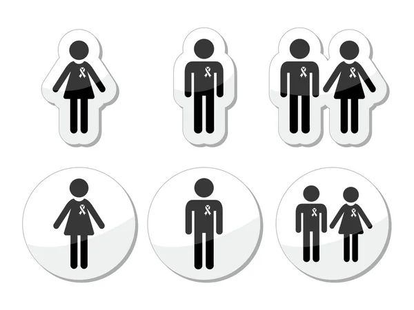 Hombre y mujer, personas con iconos de cintas de conciencia — Vector de stock