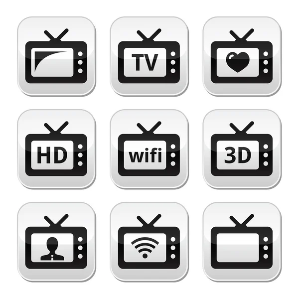 TV set, 3d, HD vector buttons — Stock Vector