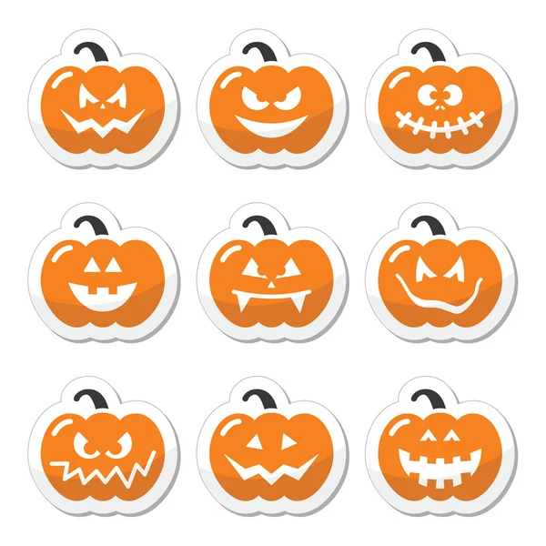 Halloween pumkin vector orange icons set — Stock Vector
