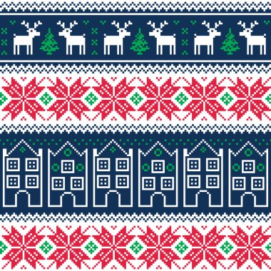 Kış Noel reindeer ile seamless modeli