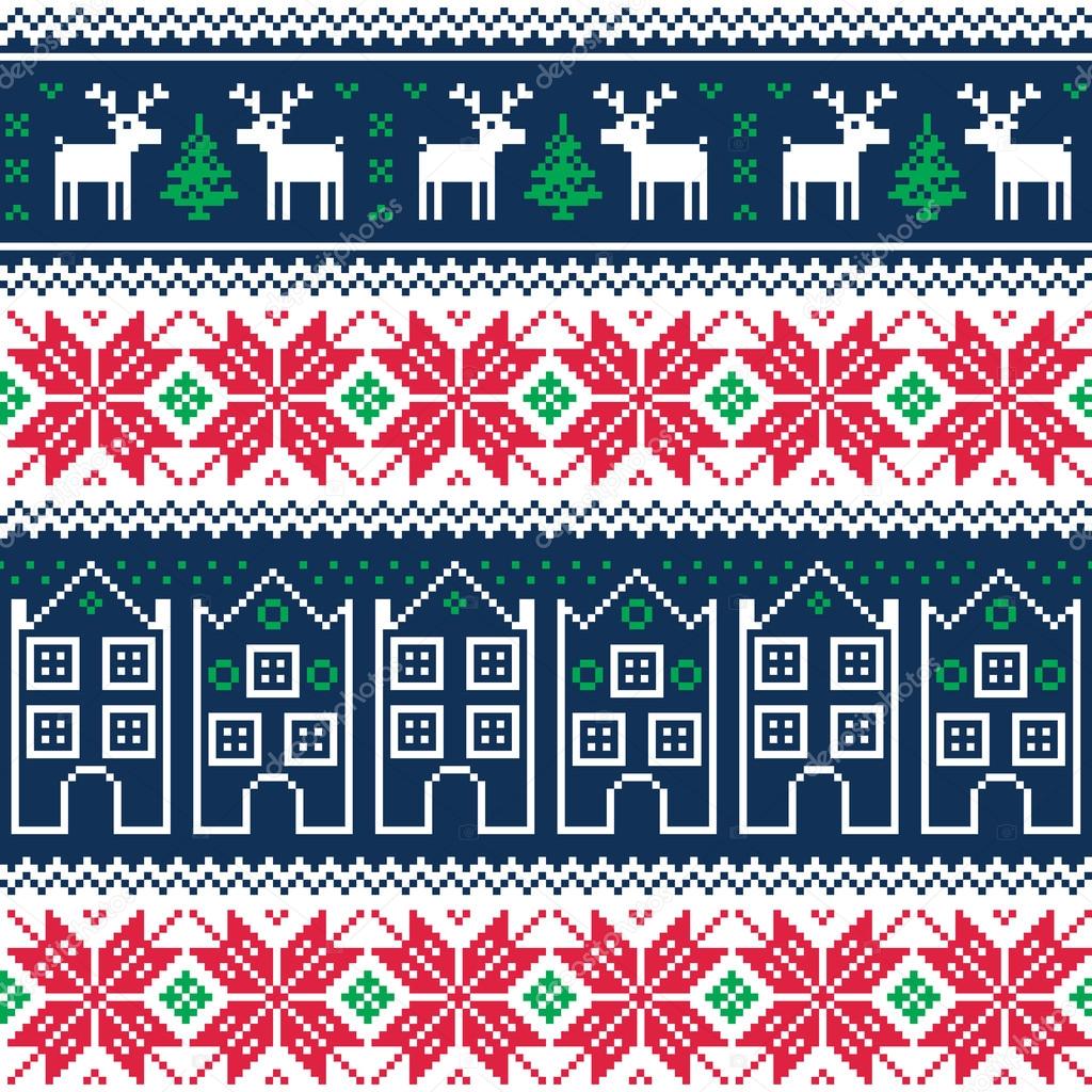 Winter christmas seamless pattern with reindeer