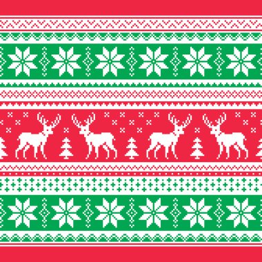 Christmas and Winter knitted pattern, card - scandynavian sweater style clipart