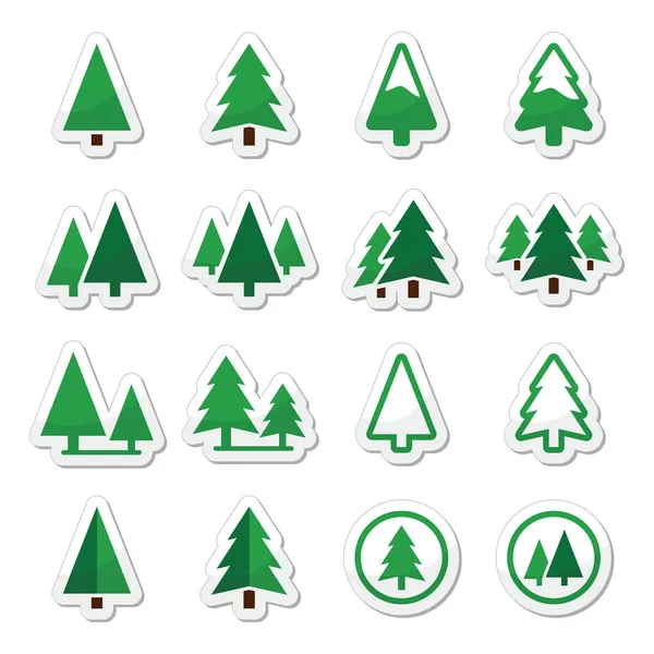 Pine tree vector icons set — Stock Vector