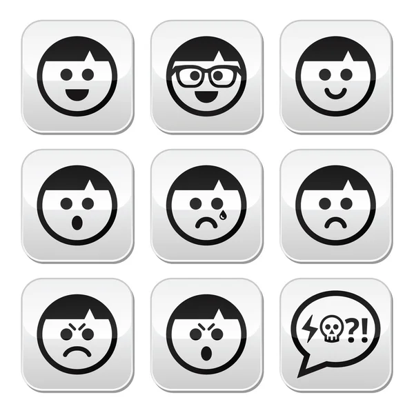 Man faces, avatar vector buttons set — Stock Vector