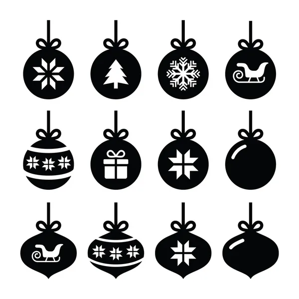 Christmas ball, christmas bauble vector icons set — Stock Vector