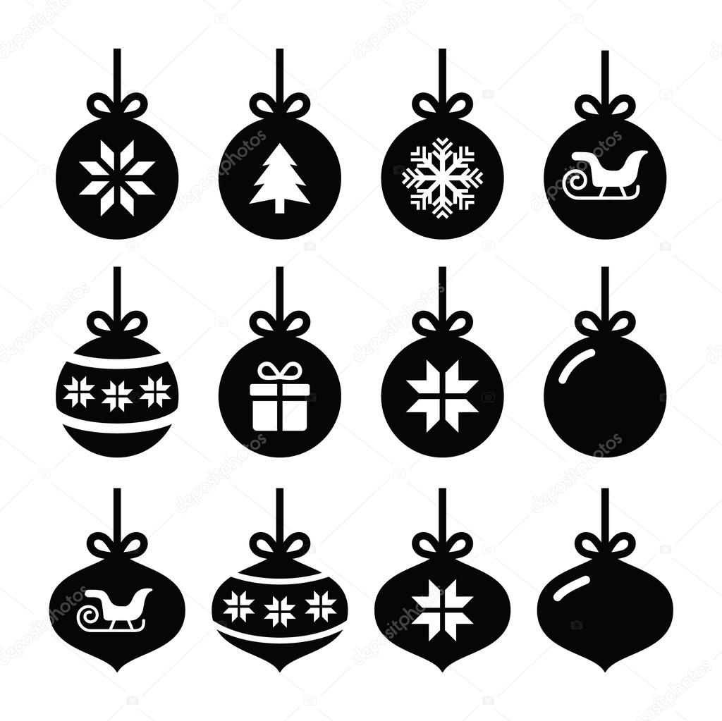 Christmas ball, christmas bauble vector icons set