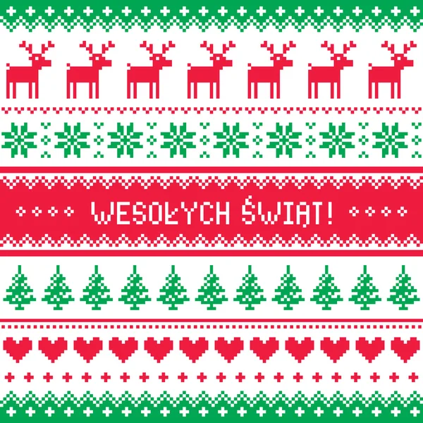 Wesolych cartão swiat - padrão de Natal scandynavian —  Vetores de Stock