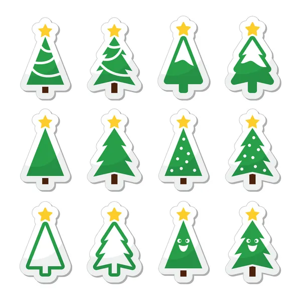 Christmas tree vector icons set — Stock Vector