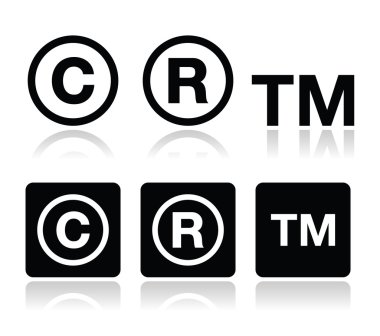 telif hakkı, ticari marka vector Icons set