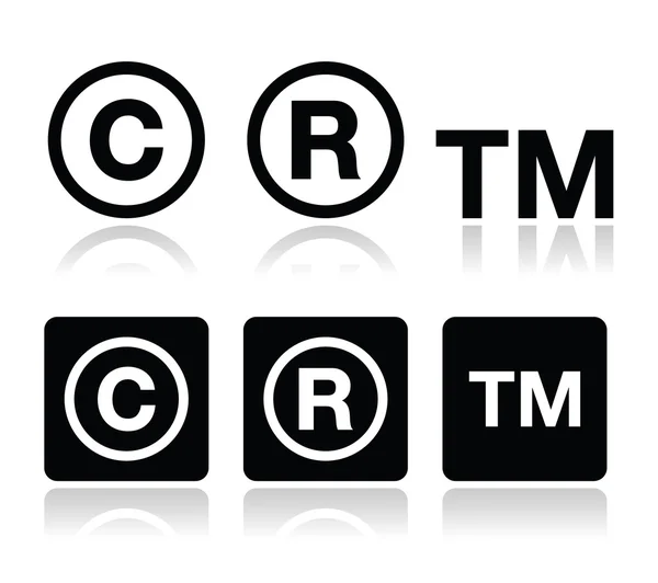 Copyright, conjunto de iconos vectoriales de marca — Vector de stock