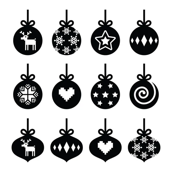 Christmas ball, christmas bauble vector icons set — Stock Vector