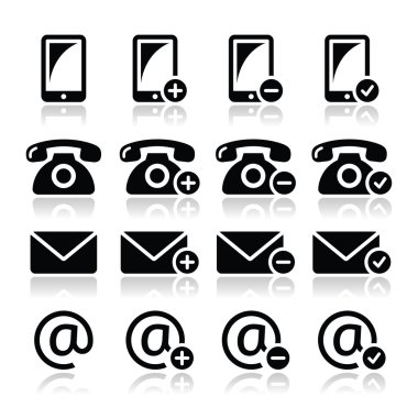 simge seti - mobil iletişim, telefon, e-posta, zarf