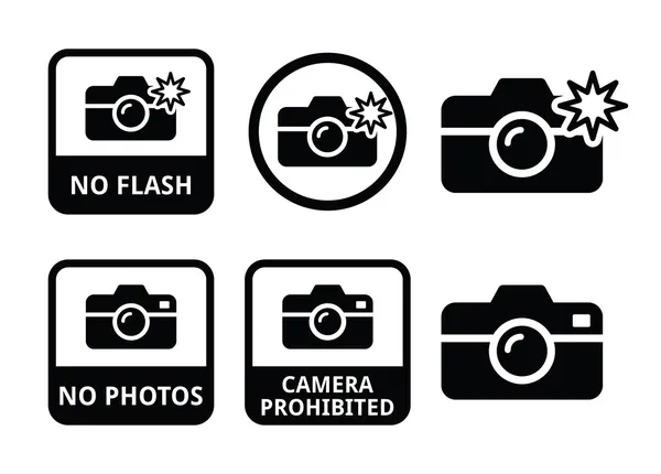 Sem fotos, sem câmeras, sem ícones flash — Vetor de Stock