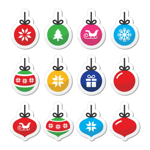 Kerstmis Kogelbaanset, kerst bauble vector icons — Stockvector