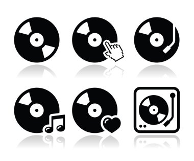 vinil kayıtlar, dj vector Icons set